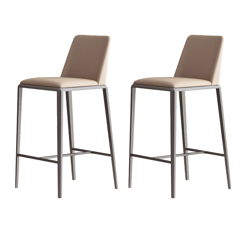 Upholstered Bar Stools Low Back Dining Stools with Metal Base