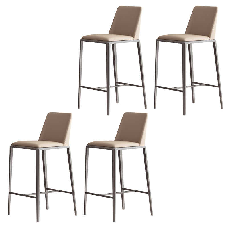 Upholstered Bar Stools Low Back Dining Stools with Metal Base