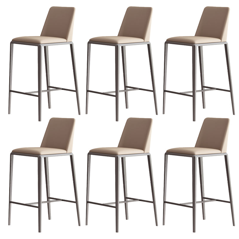Upholstered Bar Stools Low Back Dining Stools with Metal Base