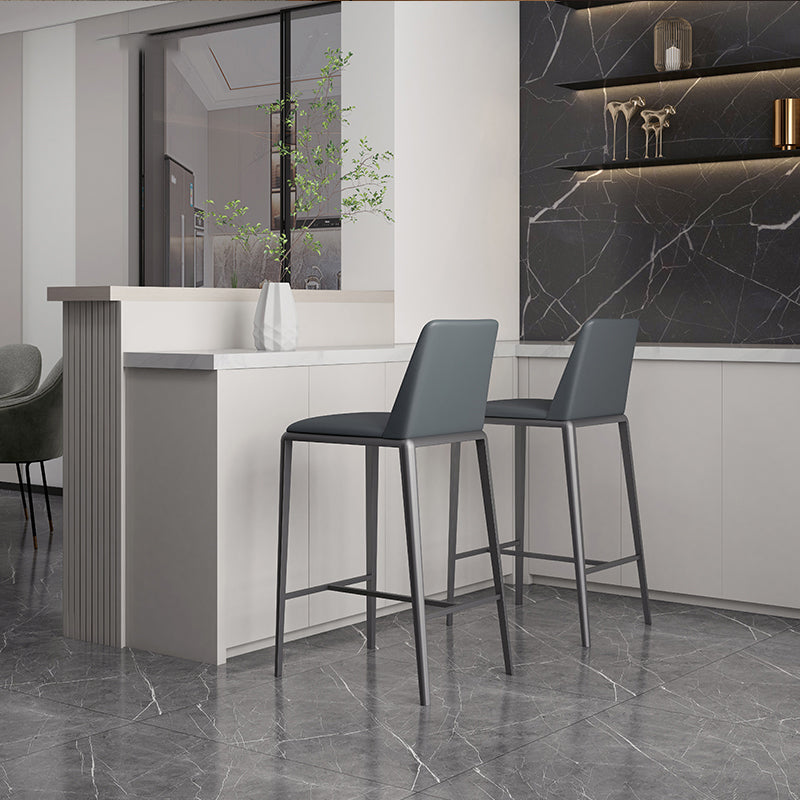 Upholstered Bar Stools Low Back Dining Stools with Metal Base