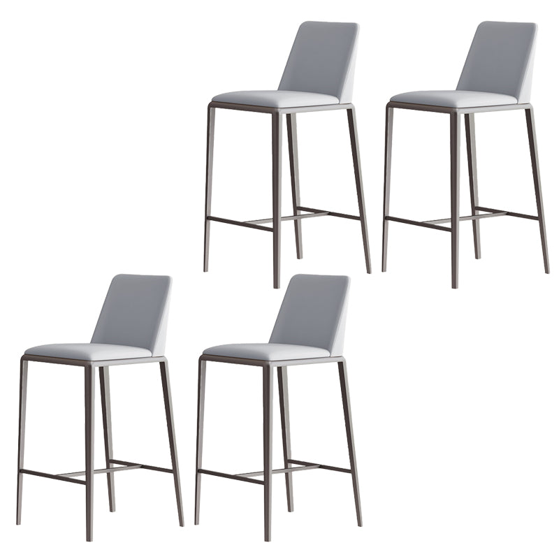 Upholstered Bar Stools Low Back Dining Stools with Metal Base