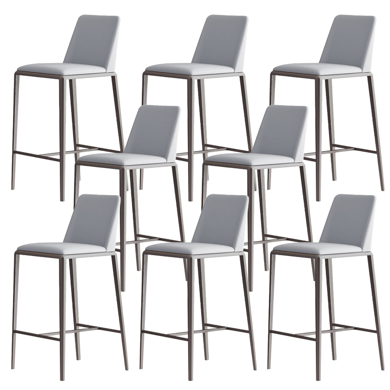 Upholstered Bar Stools Low Back Dining Stools with Metal Base