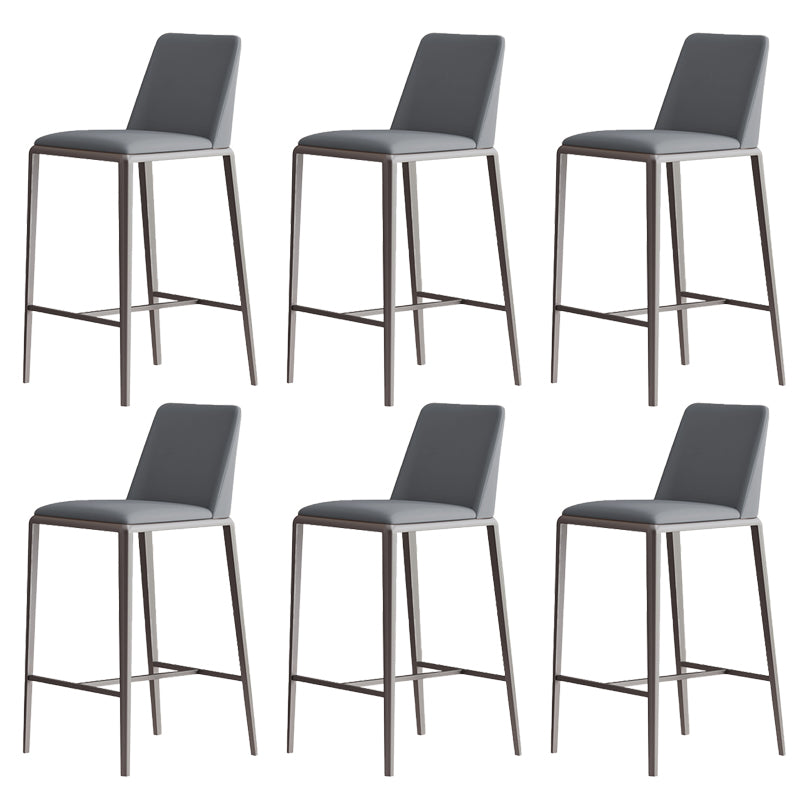 Upholstered Bar Stools Low Back Dining Stools with Metal Base