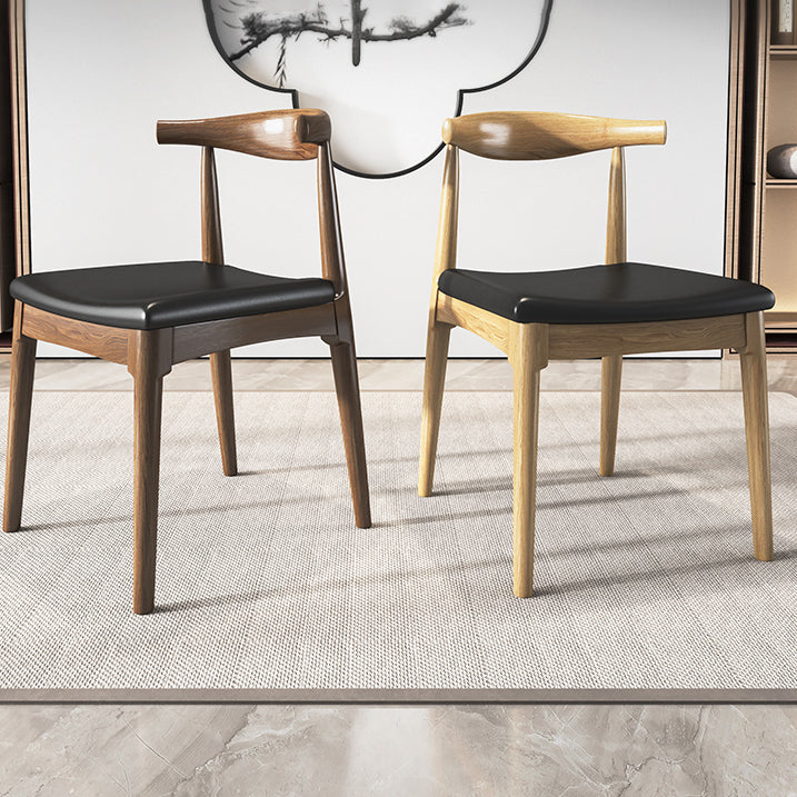 Industrial Armless Dining Chairs Solid Wood Open Back Side Chair