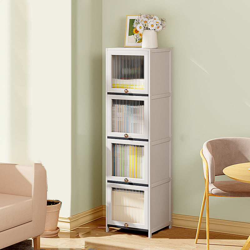Mid-Century Modern Accent Cabinet Rectangle Storage Cabinet with Doors, White