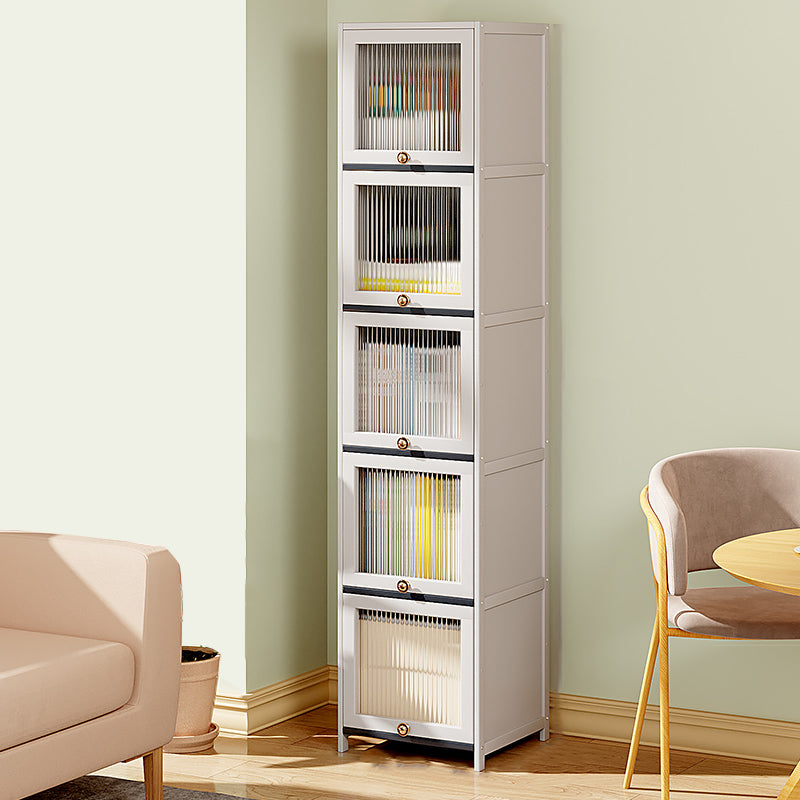 Mid-Century Modern Accent Cabinet Rectangle Storage Cabinet with Doors, White
