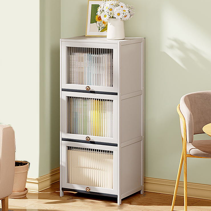Mid-Century Modern Accent Cabinet Rectangle Storage Cabinet with Doors, White