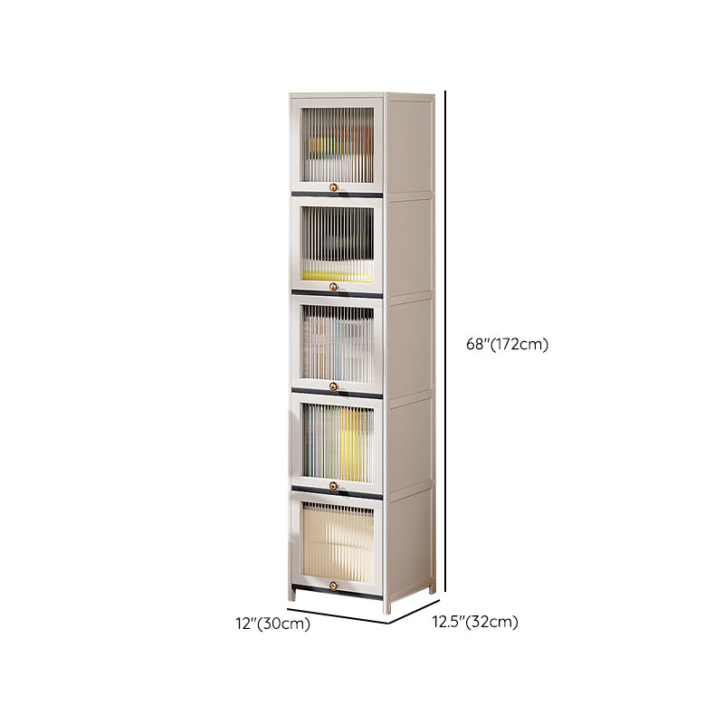 Mid-Century Modern Accent Cabinet Rectangle Storage Cabinet with Doors, White