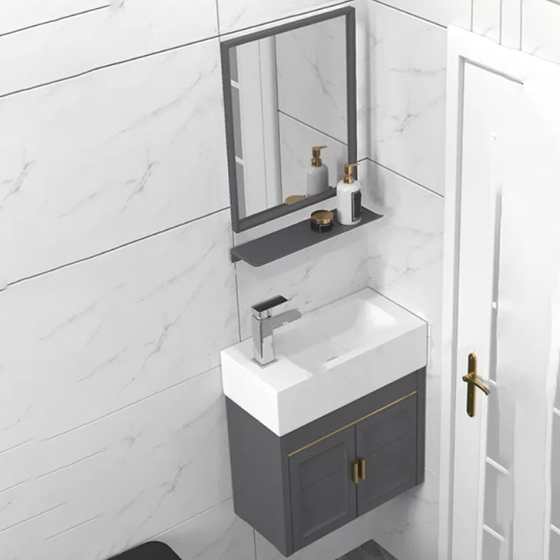 Modern Single Bath Vanity Wall Mount Ceramic Top Bathroom Vanity