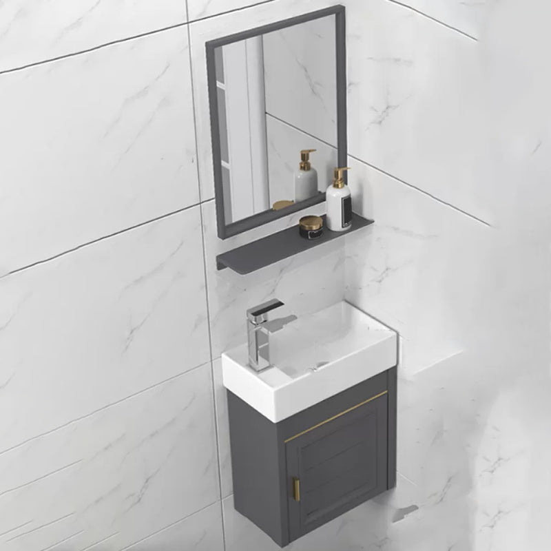 Modern Single Bath Vanity Wall Mount Ceramic Top Bathroom Vanity