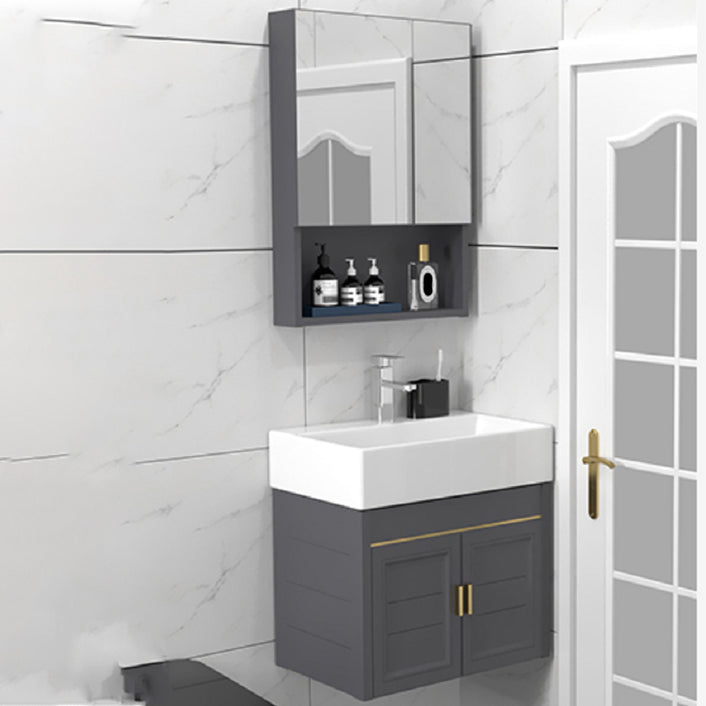 Modern Single Bath Vanity Wall Mount Ceramic Top Bathroom Vanity