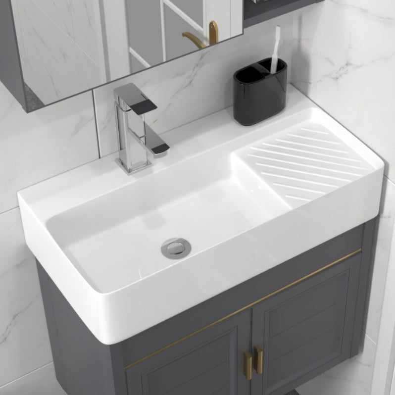 Modern Single Bath Vanity Wall Mount Ceramic Top Bathroom Vanity