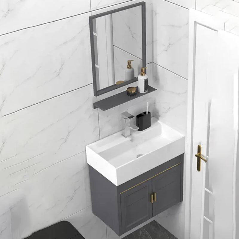 Modern Single Bath Vanity Wall Mount Ceramic Top Bathroom Vanity