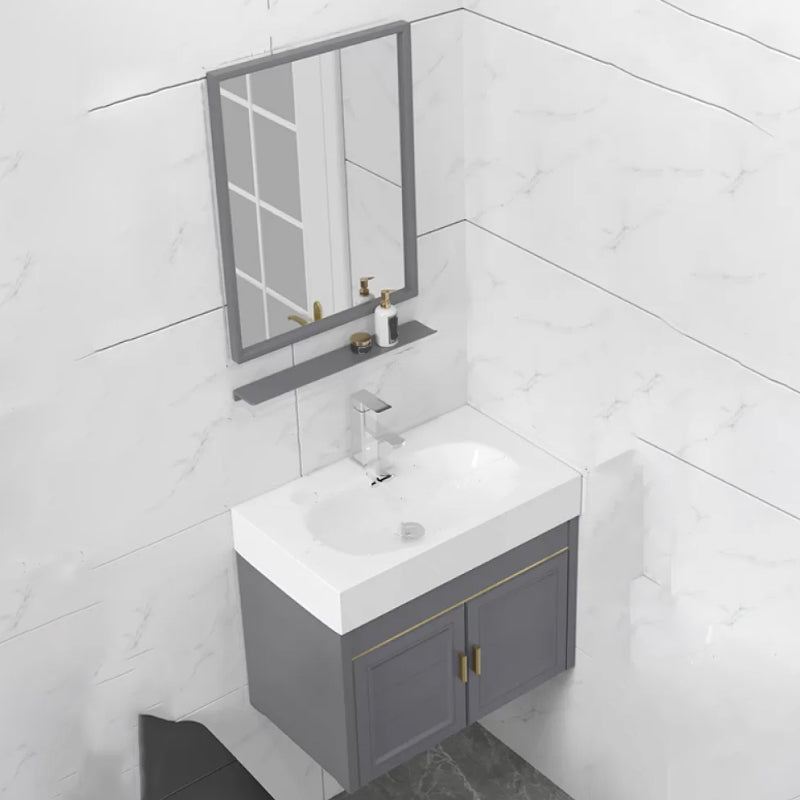 Modern Single Bath Vanity Wall Mount Ceramic Top Bathroom Vanity