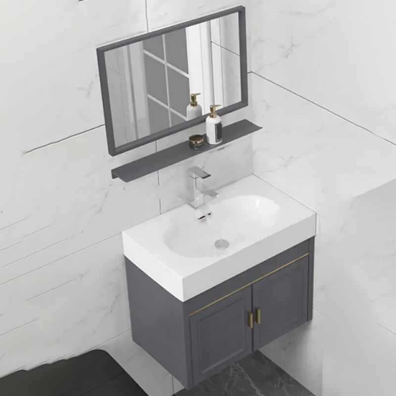 Modern Single Bath Vanity Wall Mount Ceramic Top Bathroom Vanity