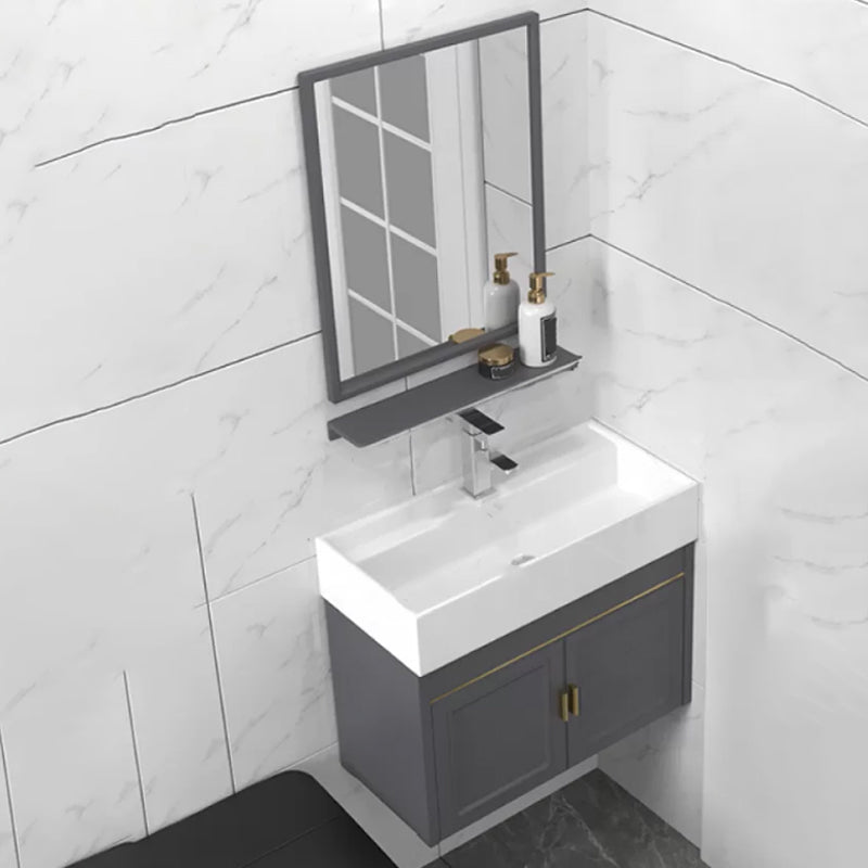 Modern Single Bath Vanity Wall Mount Ceramic Top Bathroom Vanity