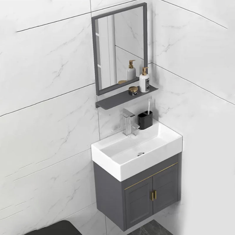 Modern Single Bath Vanity Wall Mount Ceramic Top Bathroom Vanity