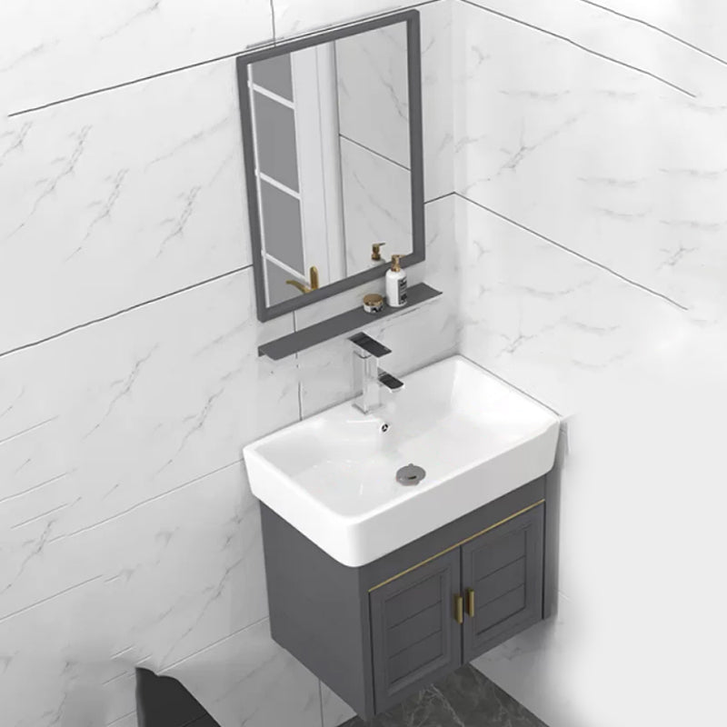 Modern Single Bath Vanity Wall Mount Ceramic Top Bathroom Vanity