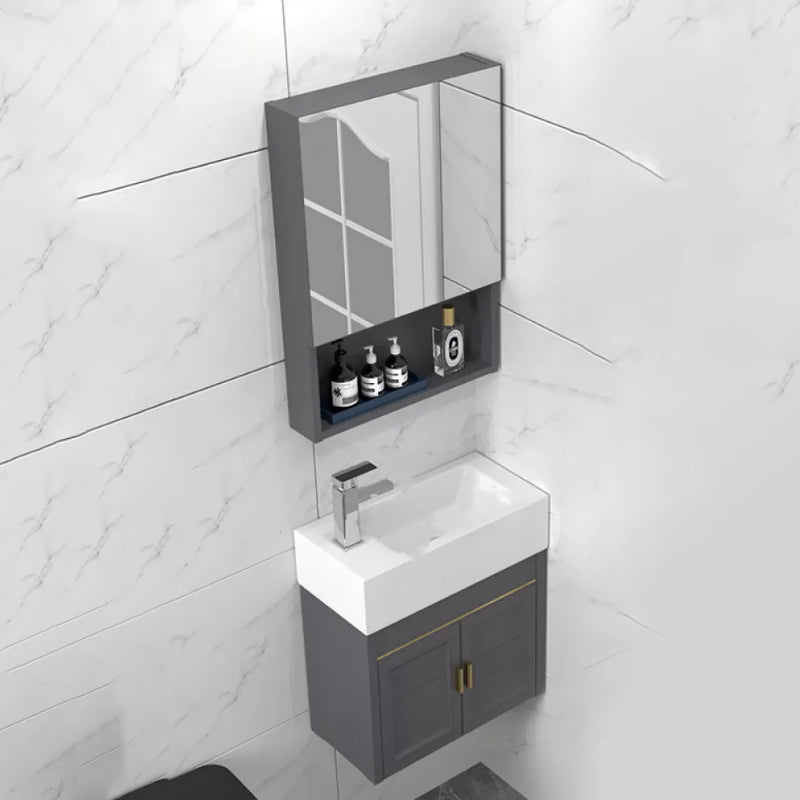 Modern Single Bath Vanity Wall Mount Ceramic Top Bathroom Vanity
