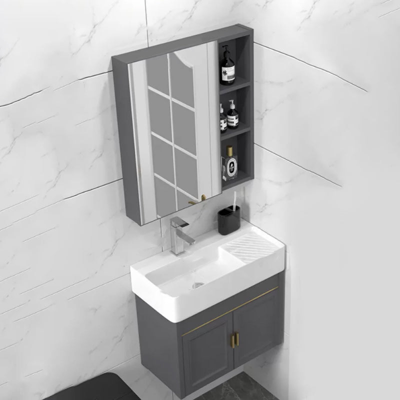 Modern Single Bath Vanity Wall Mount Ceramic Top Bathroom Vanity