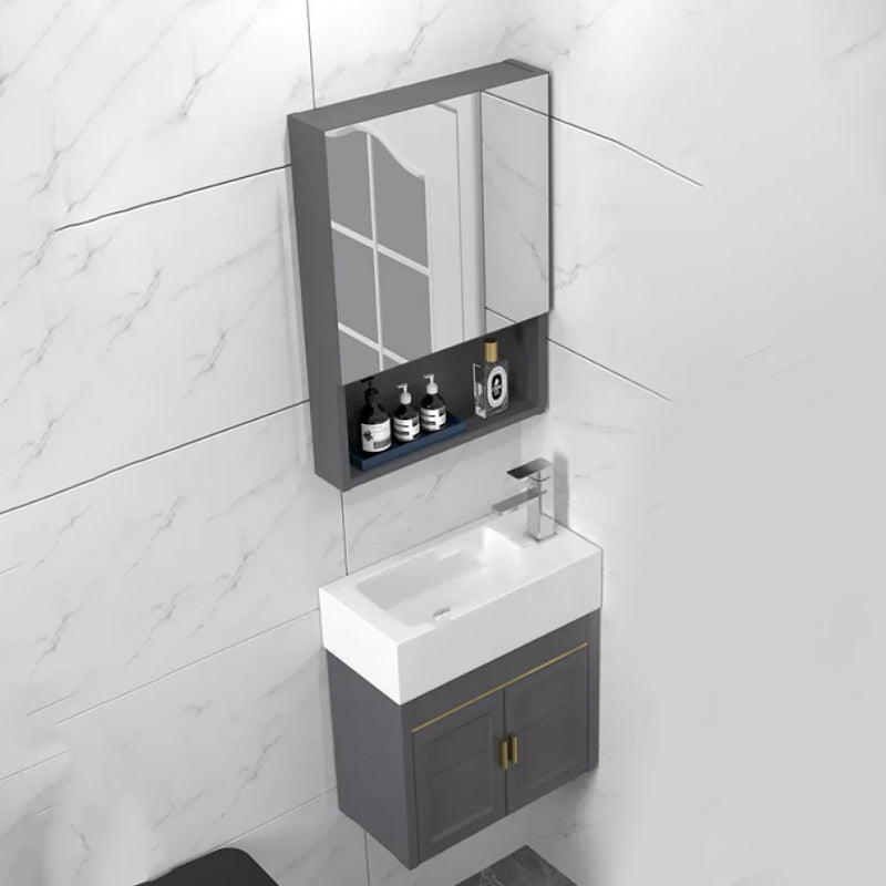 Modern Single Bath Vanity Wall Mount Ceramic Top Bathroom Vanity