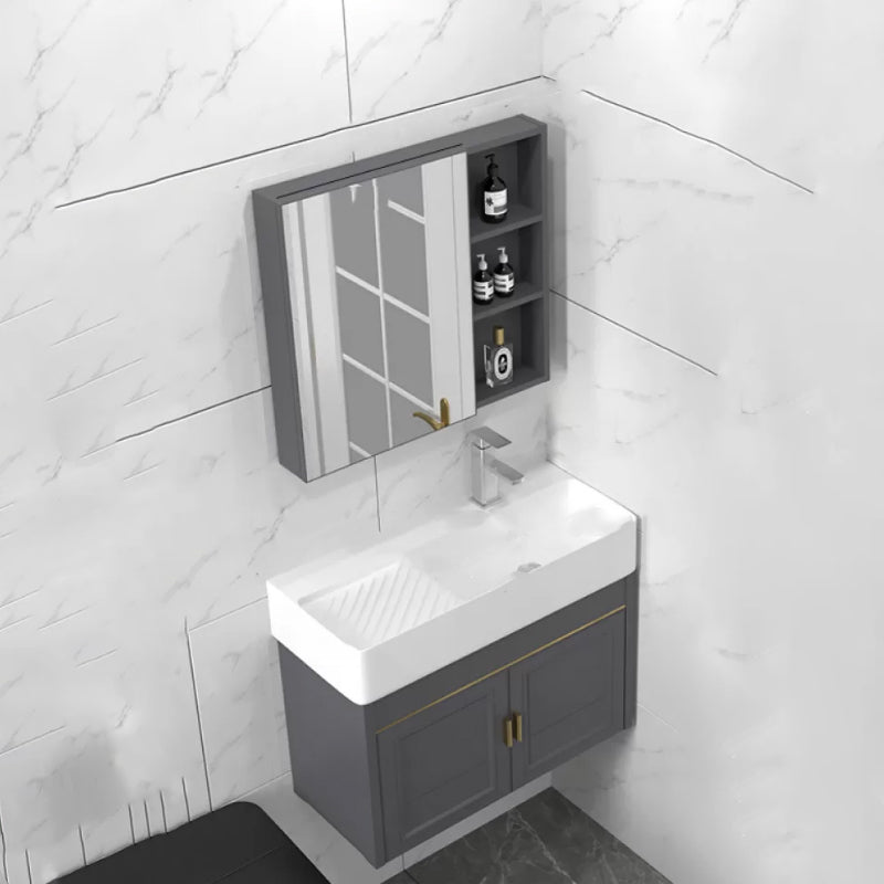 Modern Single Bath Vanity Wall Mount Ceramic Top Bathroom Vanity