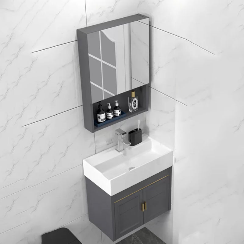 Modern Single Bath Vanity Wall Mount Ceramic Top Bathroom Vanity
