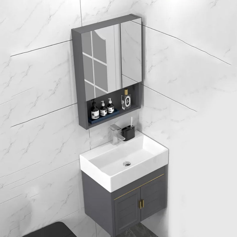 Modern Single Bath Vanity Wall Mount Ceramic Top Bathroom Vanity