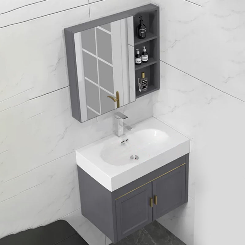 Modern Single Bath Vanity Wall Mount Ceramic Top Bathroom Vanity