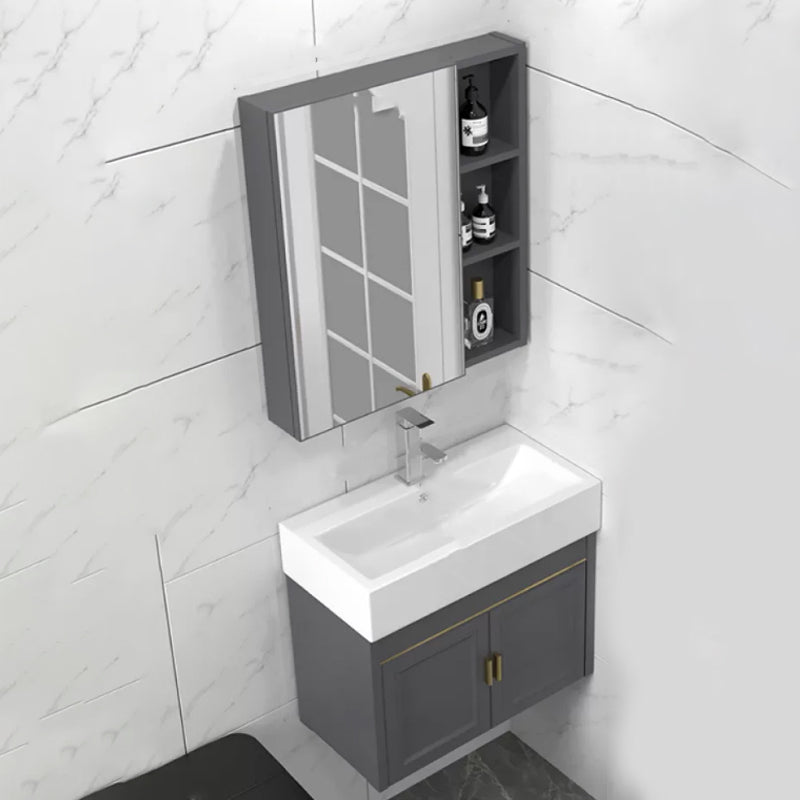 Modern Single Bath Vanity Wall Mount Ceramic Top Bathroom Vanity