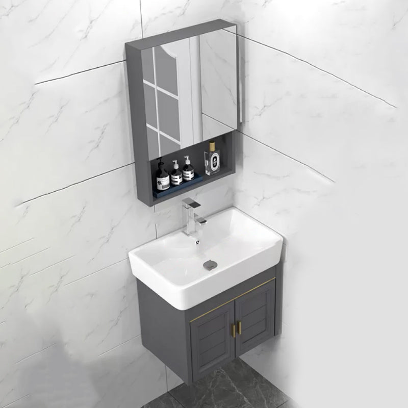 Modern Single Bath Vanity Wall Mount Ceramic Top Bathroom Vanity