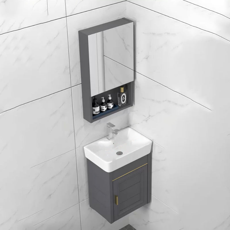 Modern Single Bath Vanity Wall Mount Ceramic Top Bathroom Vanity