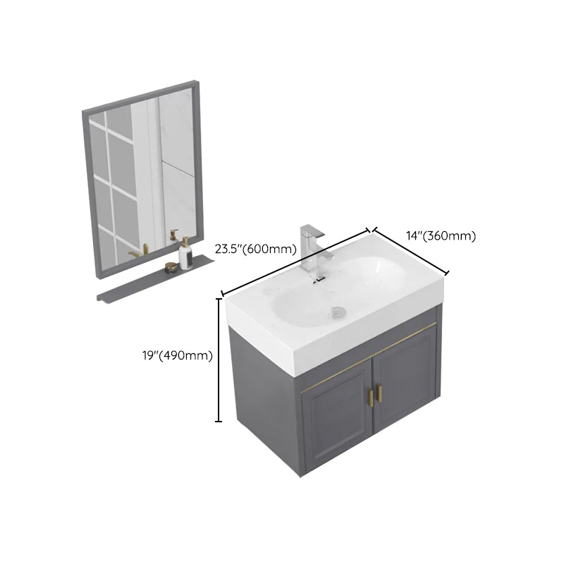 Modern Single Bath Vanity Wall Mount Ceramic Top Bathroom Vanity