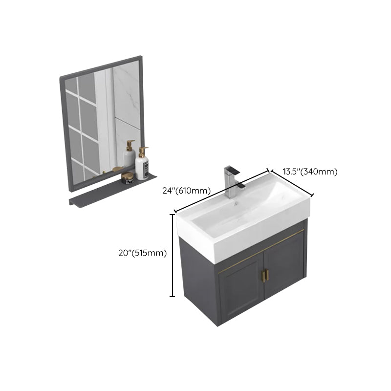 Modern Single Bath Vanity Wall Mount Ceramic Top Bathroom Vanity