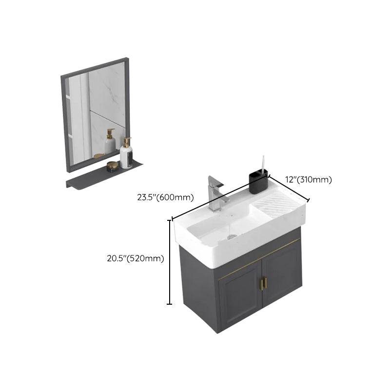 Modern Single Bath Vanity Wall Mount Ceramic Top Bathroom Vanity