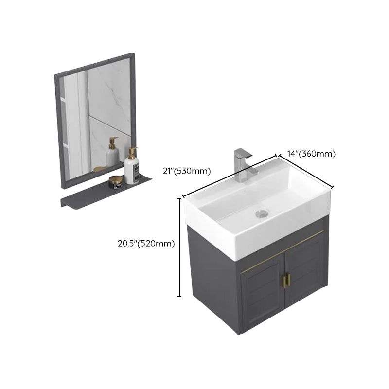 Modern Single Bath Vanity Wall Mount Ceramic Top Bathroom Vanity