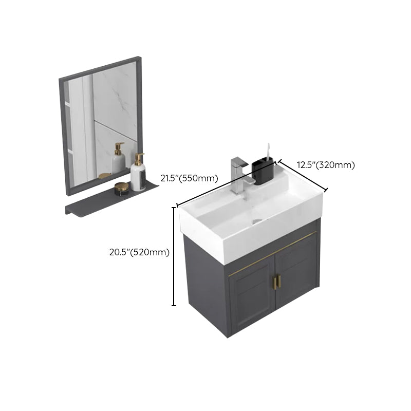 Modern Single Bath Vanity Wall Mount Ceramic Top Bathroom Vanity
