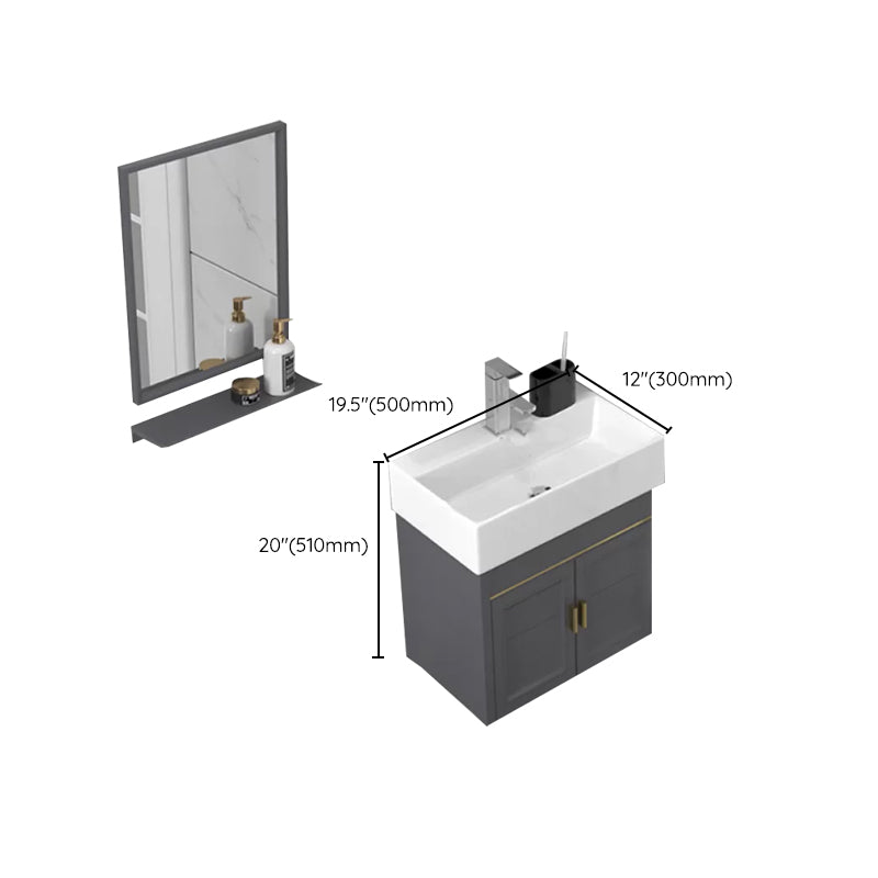 Modern Single Bath Vanity Wall Mount Ceramic Top Bathroom Vanity