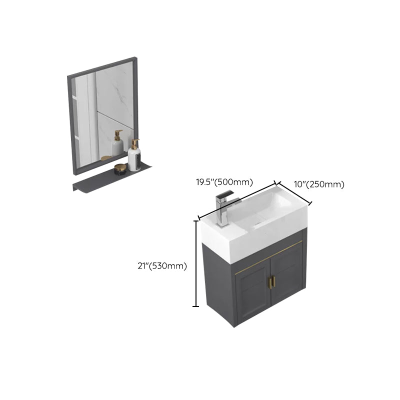 Modern Single Bath Vanity Wall Mount Ceramic Top Bathroom Vanity