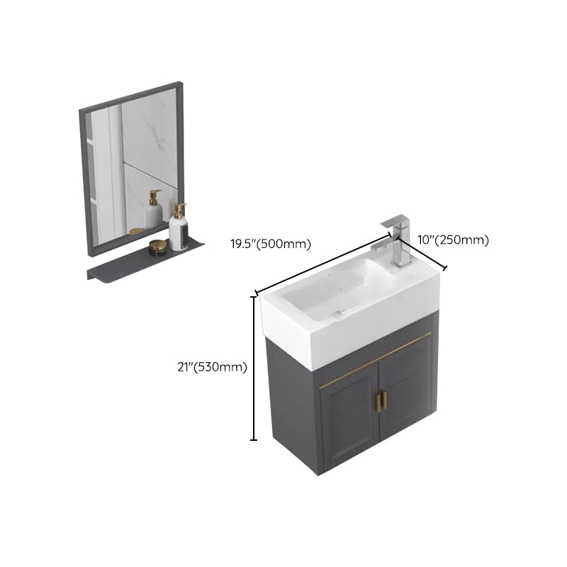 Modern Single Bath Vanity Wall Mount Ceramic Top Bathroom Vanity