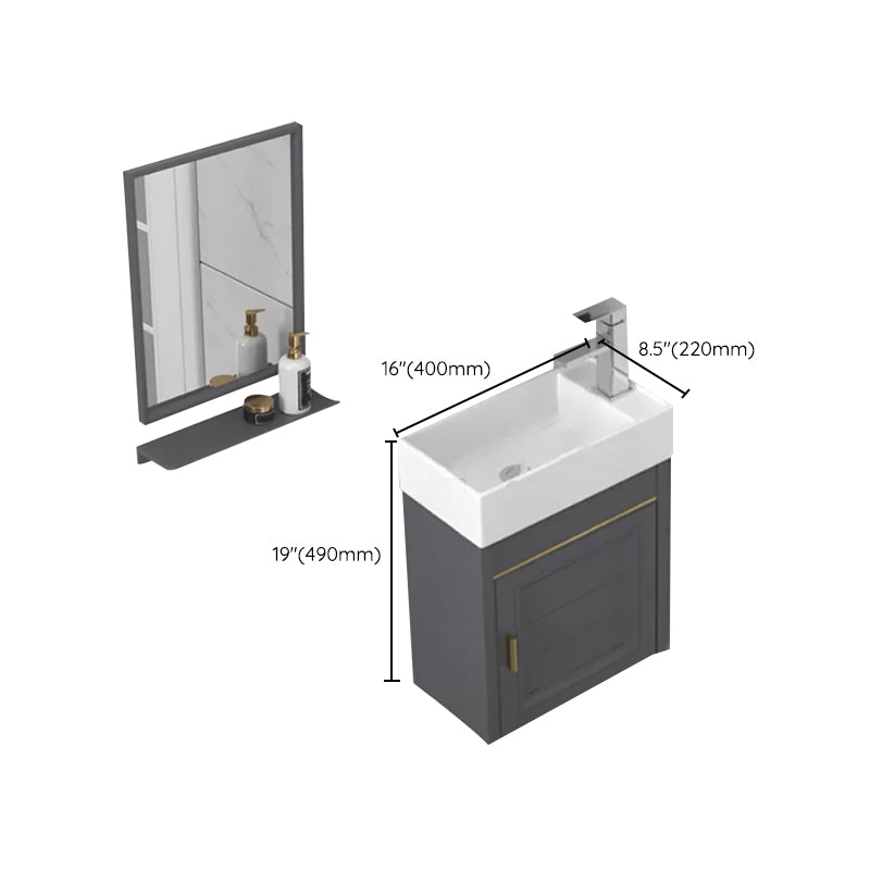 Modern Single Bath Vanity Wall Mount Ceramic Top Bathroom Vanity