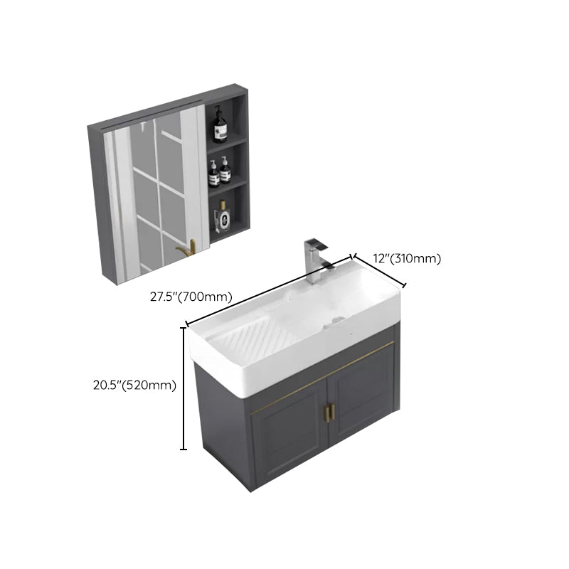 Modern Single Bath Vanity Wall Mount Ceramic Top Bathroom Vanity