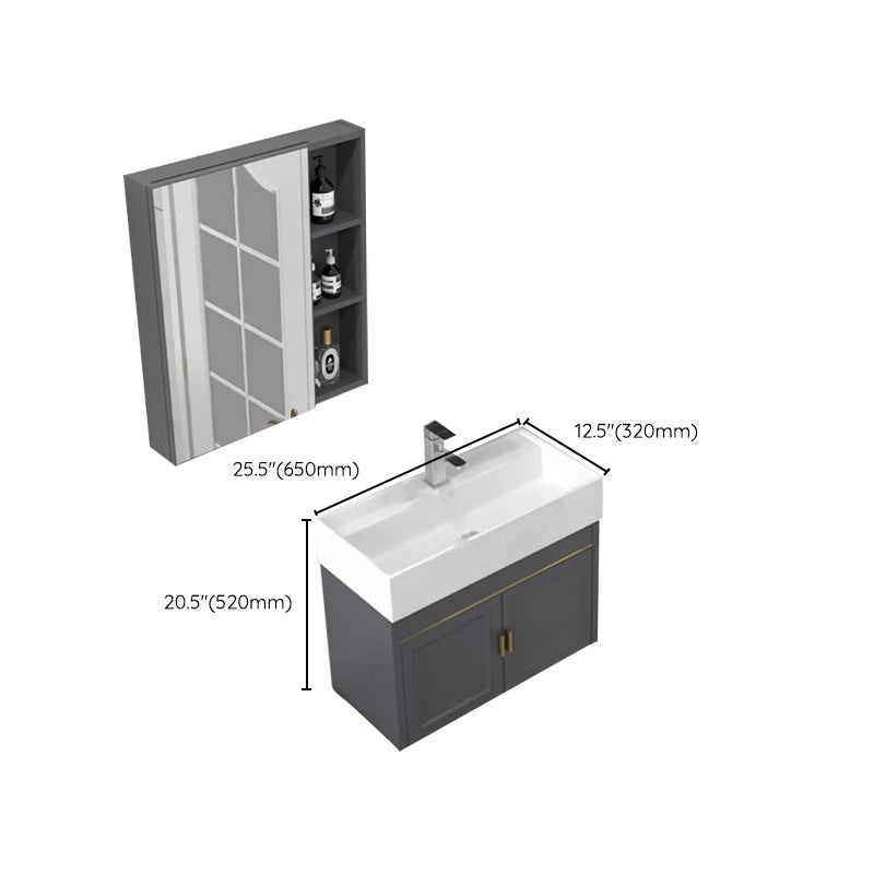 Modern Single Bath Vanity Wall Mount Ceramic Top Bathroom Vanity