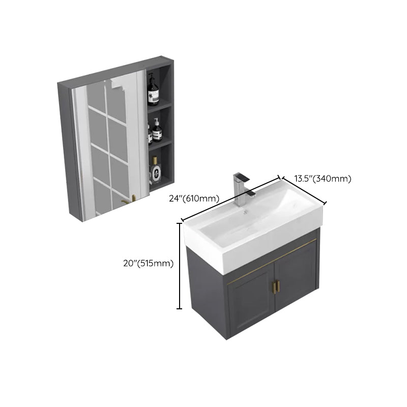 Modern Single Bath Vanity Wall Mount Ceramic Top Bathroom Vanity