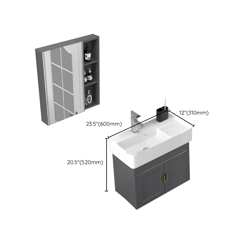 Modern Single Bath Vanity Wall Mount Ceramic Top Bathroom Vanity