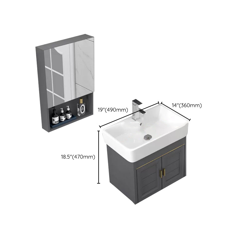 Modern Single Bath Vanity Wall Mount Ceramic Top Bathroom Vanity