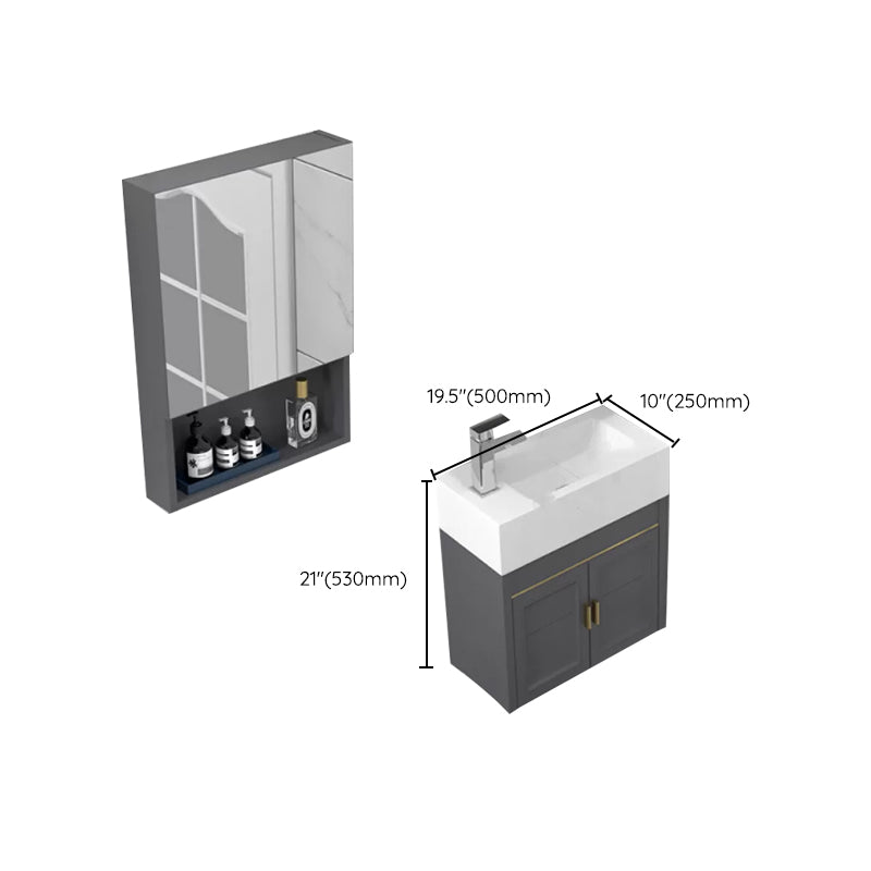 Modern Single Bath Vanity Wall Mount Ceramic Top Bathroom Vanity