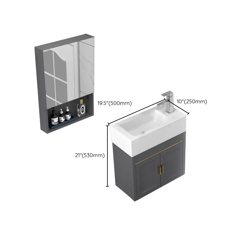 Modern Single Bath Vanity Wall Mount Ceramic Top Bathroom Vanity