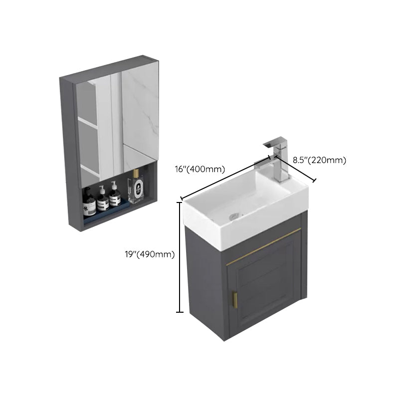 Modern Single Bath Vanity Wall Mount Ceramic Top Bathroom Vanity