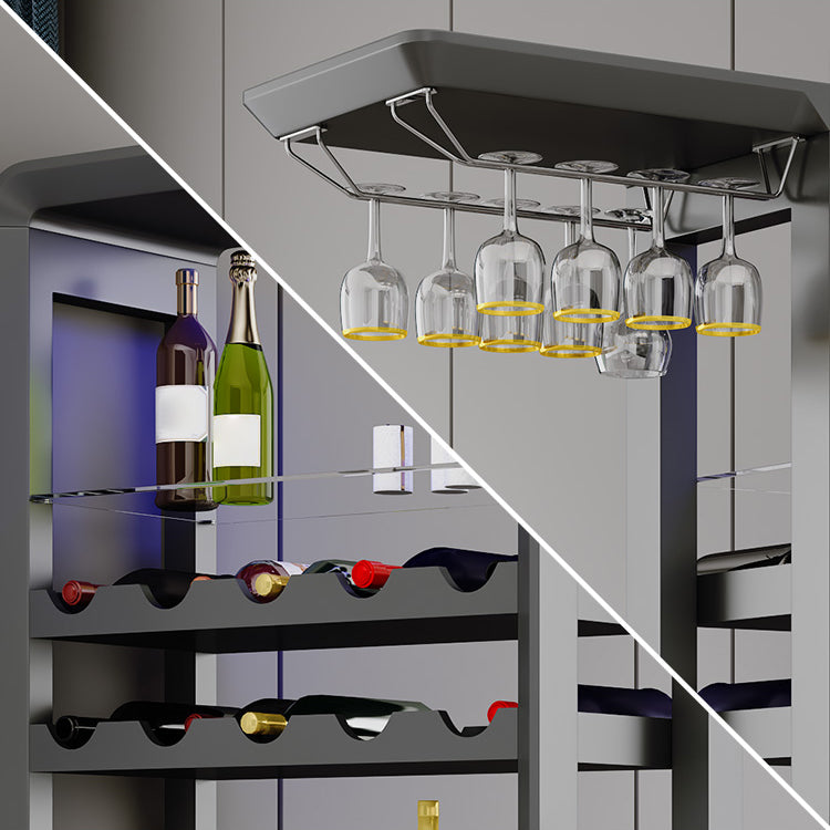 Modern Rectangle Bar Table Artificial Wood Table with Wine Cabinet for Living Room